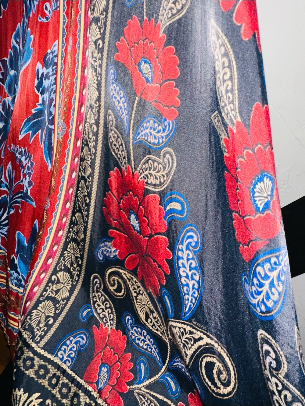 FARM RIO  Fall/Winter Mix Midi Shirt Dress. Front Buttons, Long Sleeve (M) - Picture 9 of 16